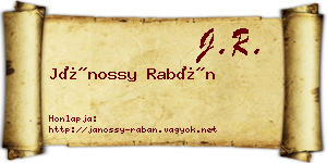 Jánossy Rabán névjegykártya